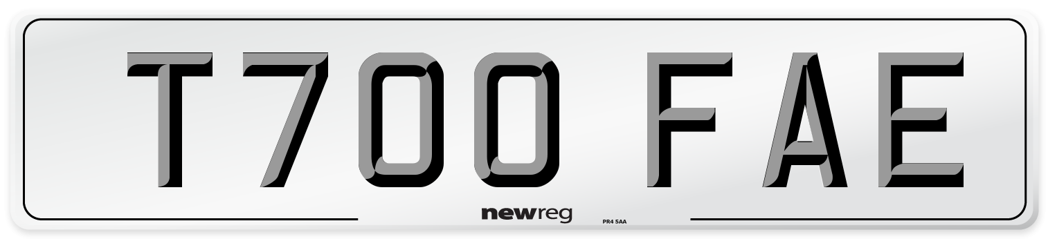 T700 FAE Number Plate from New Reg